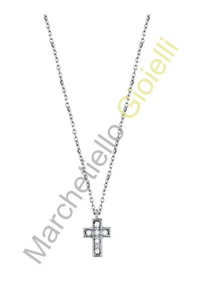 Croce Oro Bianco Diamanti Salvini Collezione Be Happy