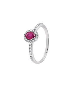 Anello Oro Bianco Diamanti Rubino Salvini Collezione Dora