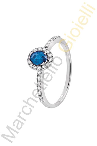 Anello Oro Bianco Diamanti Zaffiro Salvini Collezione Dora