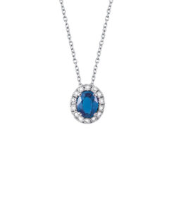 Collana Oro Bianco Diamanti Zaffiro Salvini Collezione Dora