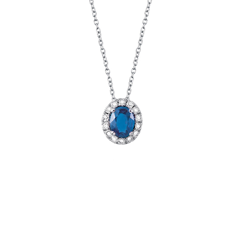 Collana Oro Bianco Diamanti Zaffiro Salvini Collezione Dora