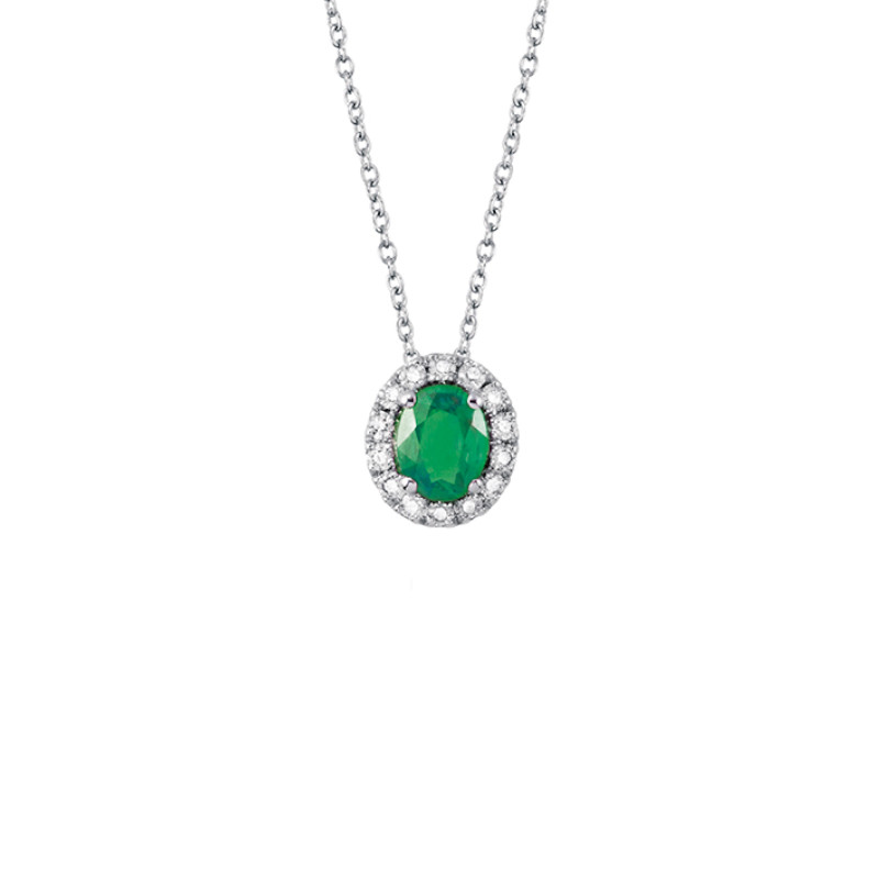 Collana Oro Bianco Diamanti Smeraldo Salvini Collezione Dora
