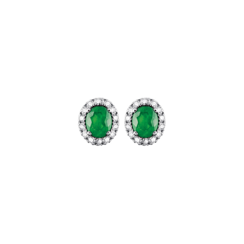 Orecchini Oro Bianco Diamanti Smeraldi Salvini Collezione Dora