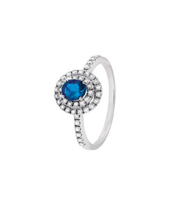 Anello Oro Bianco Diamanti Zaffiro Salvini Collezione Dora