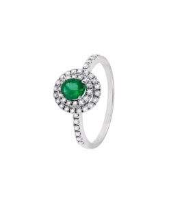 Anello Oro Bianco Diamanti Smeraldo Salvini Collezione Dora