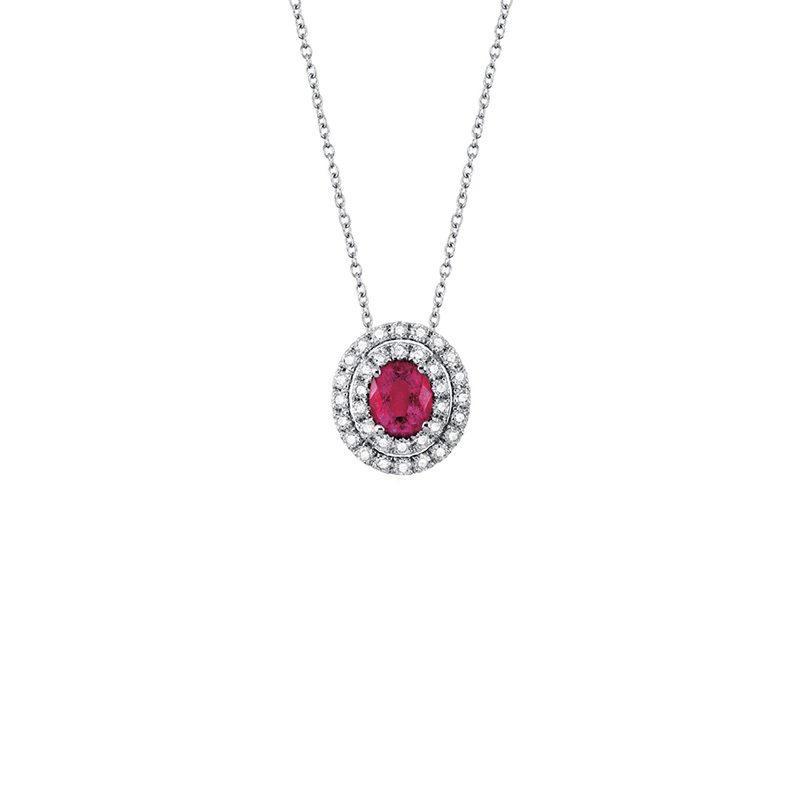 Collana Oro Bianco Diamanti Rubino Salvini Collezione Dora