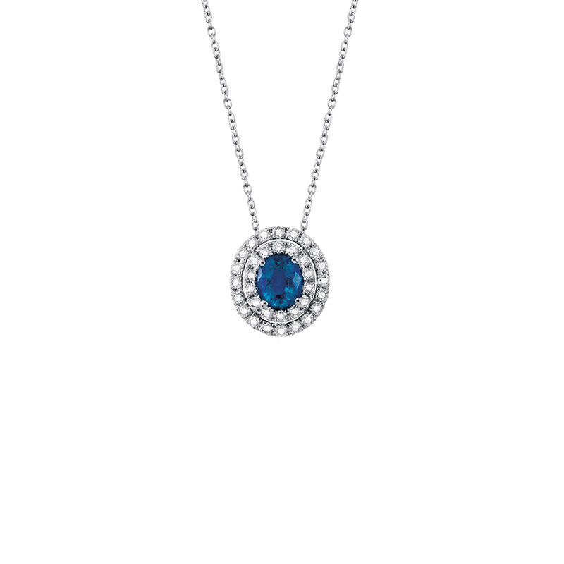 Collana Oro Bianco Diamanti Zaffiro Salvini Collezione Dora