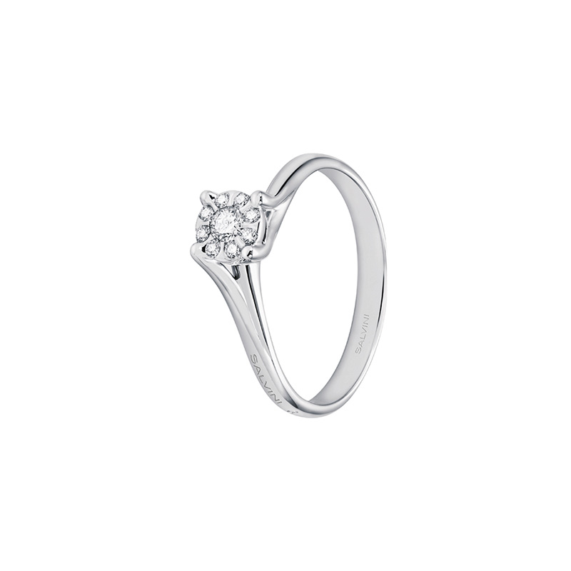 Solitario Oro Bianco Diamanti Salvini Collezione Daphne