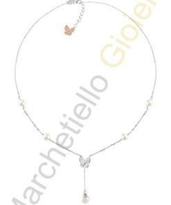 Collana Oro Bianco Diamanti Perle Salvini Collezione Minimal Fashion