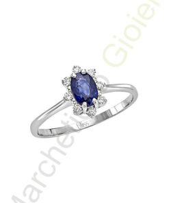 Anello Oro Bianco Diamanti Zaffiro Bliss Collezione Isabelle