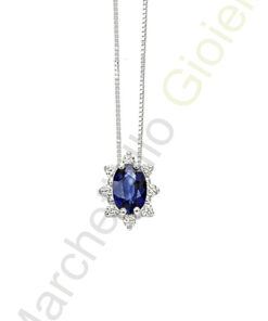 Collana Oro Bianco Diamanti Zaffiro Bliss Collezione Isabele