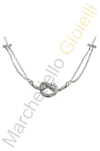 Collana Oro Bianco Diamanti Salvini Collezione Nodo D'Amore