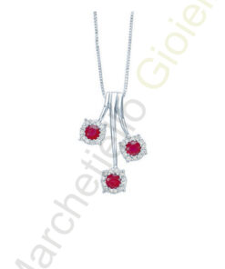 Collana Oro Bianco Diamanti Rubini Bliss Collezione Orchidea