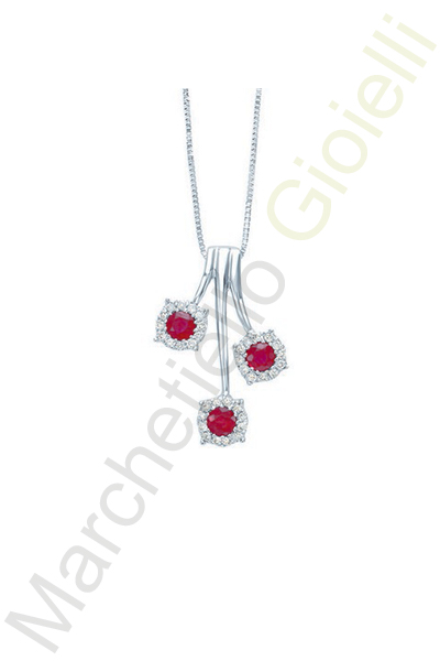 Collana Oro Bianco Diamanti Rubini Bliss Collezione Orchidea