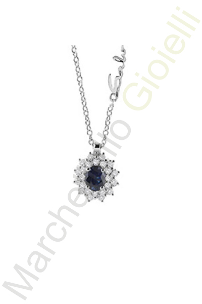 Collana Oro Bianco Diamanti Zaffiro Salvini Collezione Celine