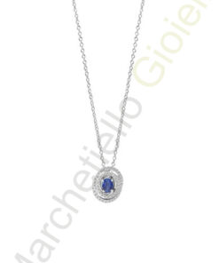 Collana Oro Bianco Diamanti Zaffiro Salvini Collezione Gemma