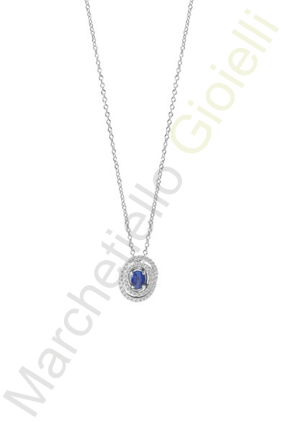 Collana Oro Bianco Diamanti Zaffiro Salvini Collezione Gemma