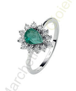 Anello Oro Bianco Diamanti Smeraldo Bliss Collezione Lafayette