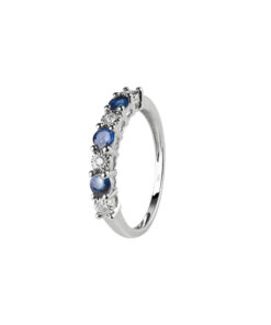 Anello Oro Bianco Diamanti Zaffiri Bliss Collezione Jasmine
