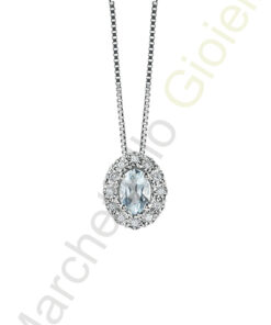 Collana Oro Bianco Diamanti Acquamarina Bliss Collezione Regal