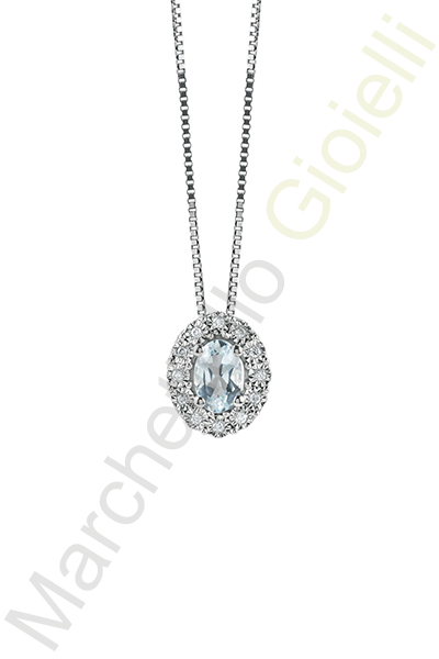 Collana Oro Bianco Diamanti Acquamarina Bliss Collezione Regal