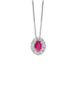 Collana Oro Bianco Diamanti Rubino Bliss Collezione Regal