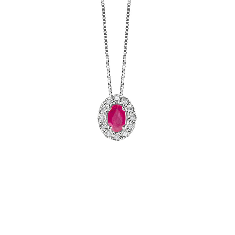 Collana Oro Bianco Diamanti Rubino Bliss Collezione Regal