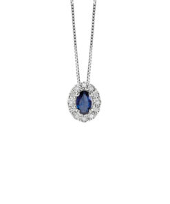 Collana Oro Bianco Diamanti Zaffiro Bliss Collezione Regal