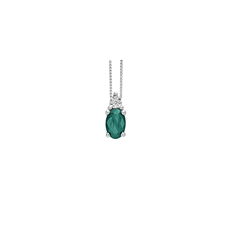 Collana Oro Bianco Diamanti Smeraldo Bliss Collezione Rugiada Colors