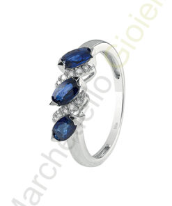 Anello Oro Bianco Diamanti Zaffiri Bliss Collezione Antigua