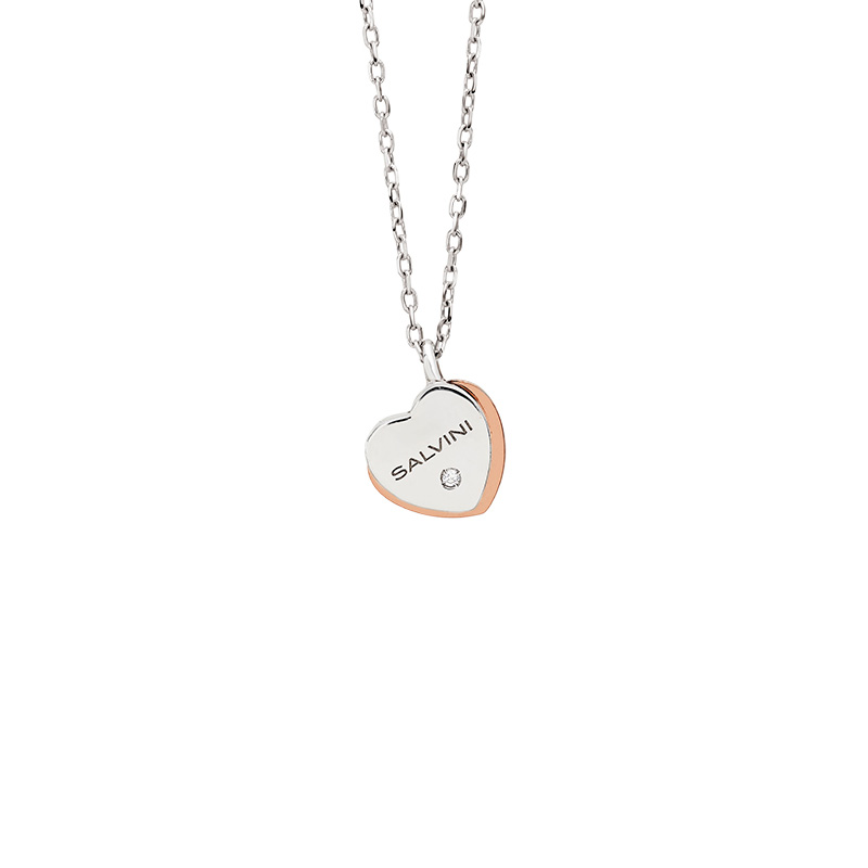 Collana Oro Bianco Rosa Diamanti Salvini Collezione Be Happy