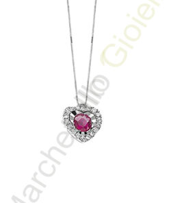 Collana Oro Bianco Diamanti Rubino Bliss Collezione Lumina