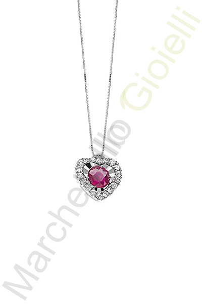Collana Oro Bianco Diamanti Rubino Bliss Collezione Lumina
