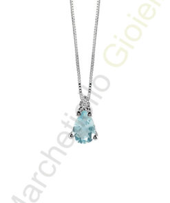 Collana Oro Bianco Diamanti Acquamarina Bliss Collezione Stephanie