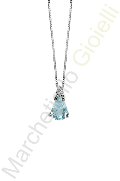 Collana Oro Bianco Diamanti Acquamarina Bliss Collezione Stephanie