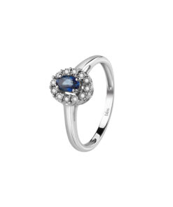 Anello Oro Bianco Diamanti Zaffiro Bliss Collezione Dream