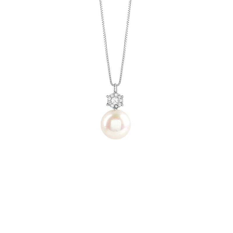 Collana Oro Bianco Diamanti Perla Bliss Collezione Caresse