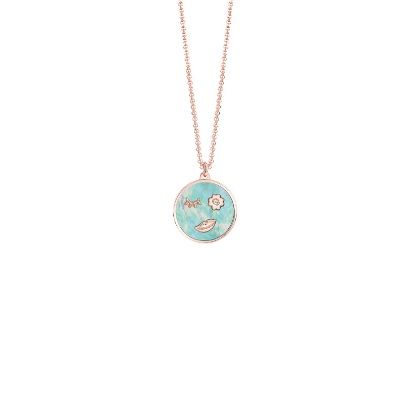 Collana Argento Rosa Madreperla Bliss Collezione Emoji