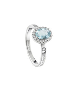 Anello Oro Bianco Diamanti Acquamarina Salvini Collezione Sorrento