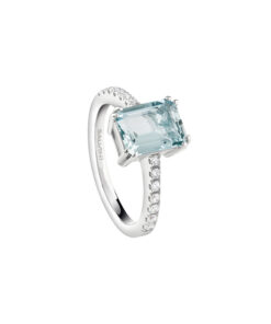 Anello Oro Bianco Diamanti Acquamarina Salvini Collezione Sorrento