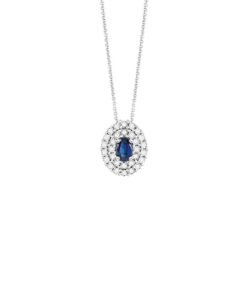 Collana Oro Bianco Diamanti Zaffiro Bliss Collezione Regal