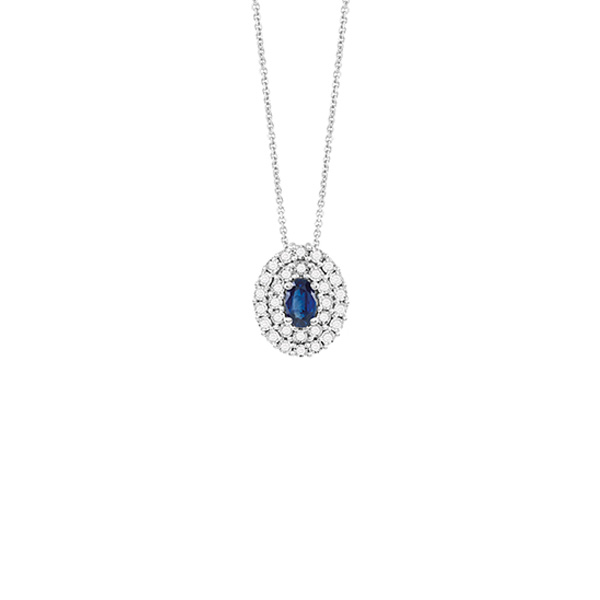 Collana Oro Bianco Diamanti Zaffiro Bliss Collezione Regal