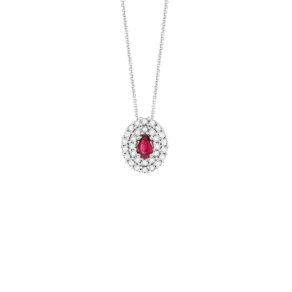 Collana Oro Bianco Diamanti Rubino Bliss Collezione Regal