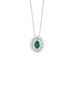 Collana Oro Bianco Diamanti Smeraldo Bliss Collezione Regal