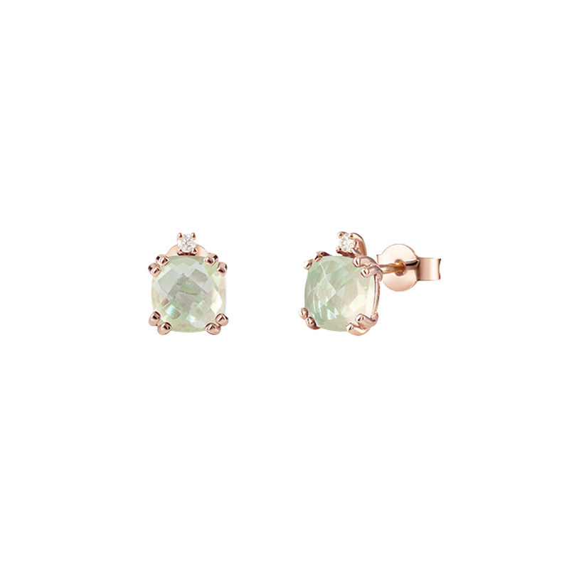 Orecchini Oro Rosa Diamanti Ametista Verde Bliss Collezione Joy Candy