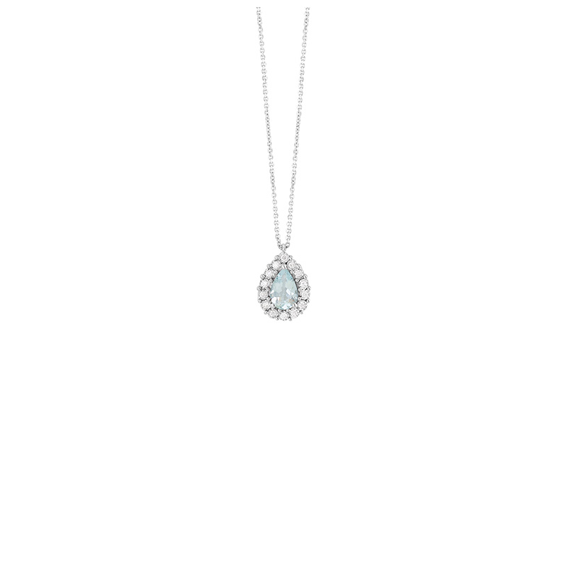Collana Oro Bianco Diamanti Acquamarina Bliss Collezione Stephanie