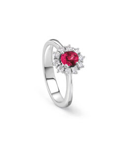 Anello Oro Bianco Diamanti Rubino Salvini Collezione Love For Color