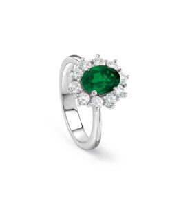 Anello Oro Bianco Diamanti Smeraldo Salvini Collezione Love For Color