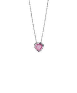 Collana Oro Bianco Diamanti Zaffiro Rosa Salvini Collezione Sorrento