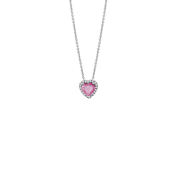 Collana Oro Bianco Diamanti Zaffiro Rosa Salvini Collezione Sorrento